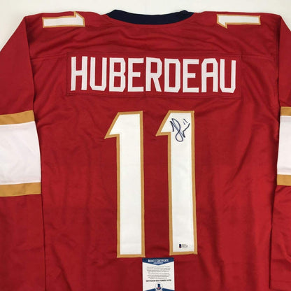 Autographed/Signed Jonathan Huberdeau Florida Red Hockey Jersey Beckett BAS COA