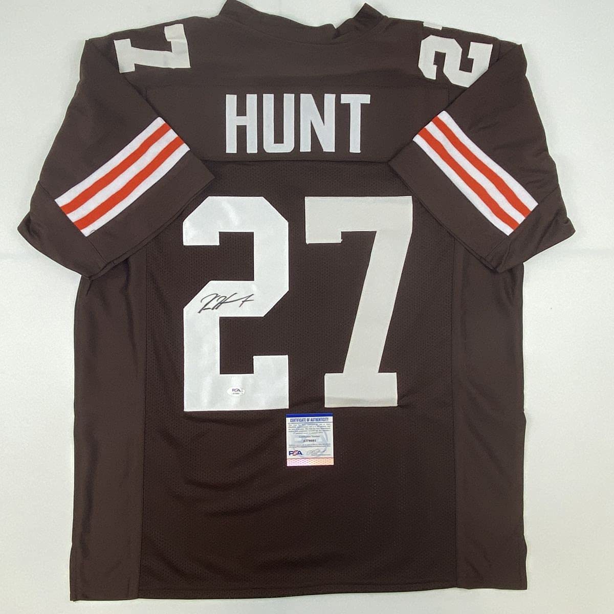 Autographed/Signed Kareem Hunt Cleveland Brown Football Jersey PSA/DNA COA