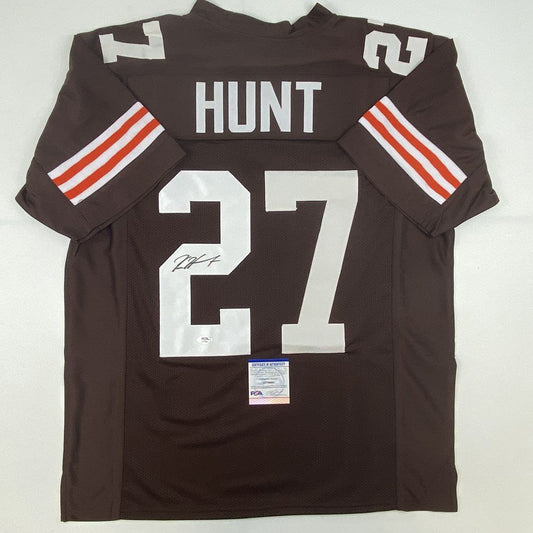 Autographed/Signed Kareem Hunt Cleveland Brown Football Jersey PSA/DNA COA