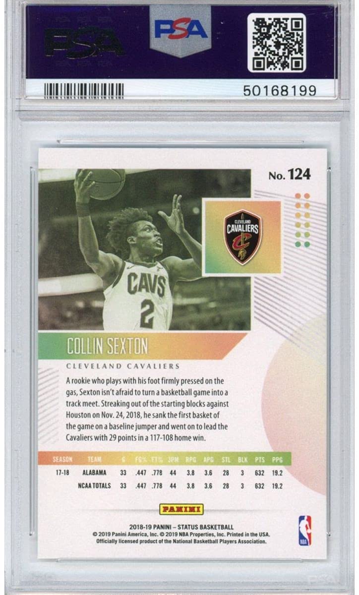 Graded 2018-19 Panini Status Collin Sexton #124 Rookie RC Basketball Card PSA 10 Gem Mint
