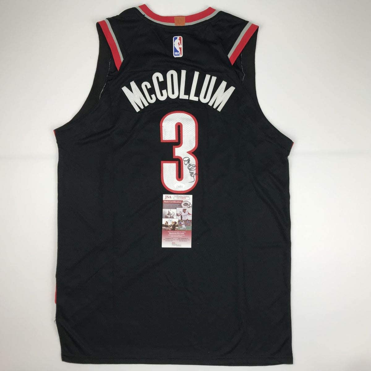 Autographed/Signed CJ C.J. McCollum Portland Black Basketball Jersey JSA COA