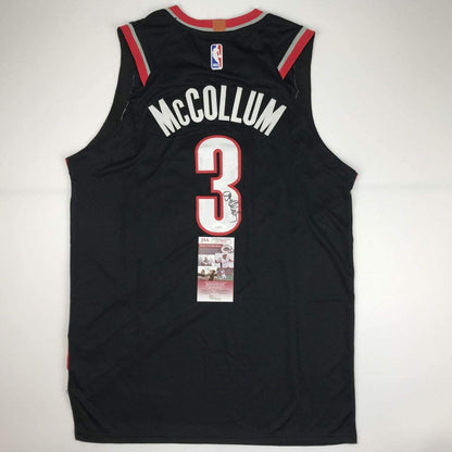 Autographed/Signed CJ C.J. McCollum Portland Black Basketball Jersey JSA COA