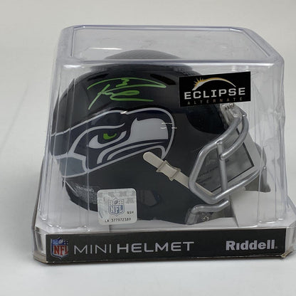 Autographed/Signed Russell Wilson Seattle Seahawks Eclipse Football Mini Helmet Beckett BAS COA