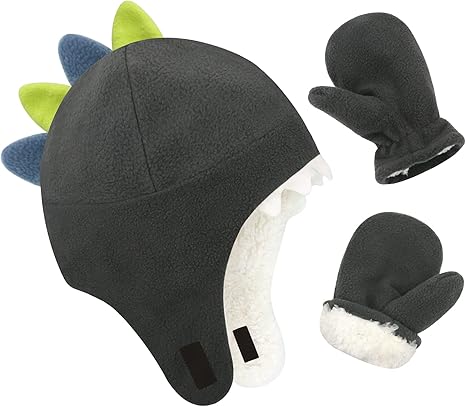Baby Boy Sherpa Hats and Mittens Set Toddler Gloves Warm Fleece Winter Hat Baby Girl