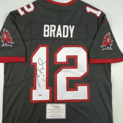 Autographed/Signed Tom Brady Tampa Bay Buccaneers Pewter Grey Authentic Nike Limited Football Jersey Fanatics COA