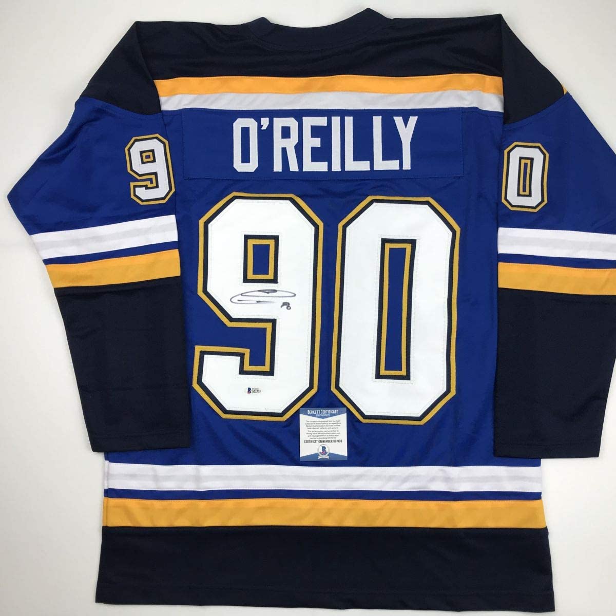 Autographed/Signed Ryan O'Reilly St. Louis Blue Hockey Jersey Beckett BAS COA