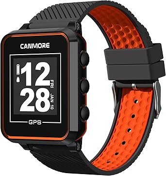 CANMORE TW353 Golf GPS Watch for Men and Women, High Contrast LCD Display, Free Update Over 40, 000 Preloaded Courses Worldwide, Lightweight Essential Golf Accessory for Golfers, Black/Orange
