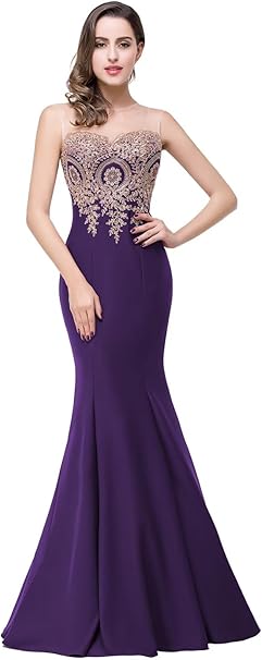 Babyonlineëå Women's Lace Applique Long Formal Mermaid Evening Prom Dresses