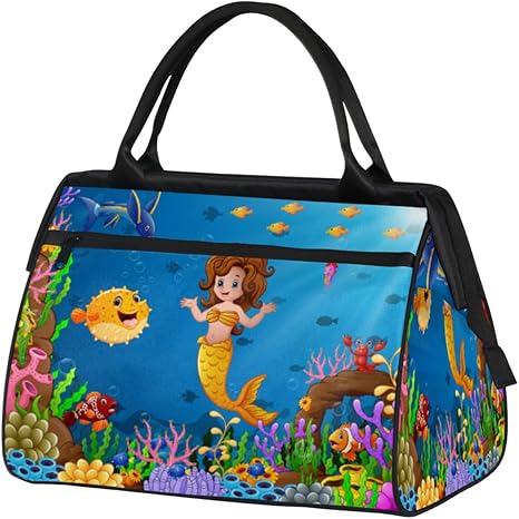 Orange Shark Mouth Travel Gym Bag - Large Capacity Tote Bag for Men, Women, Girls - Shoulder Weekender Overnight Bag for Travel, Yoga, School, Mommy Hospital Bag for Labor and Delivery