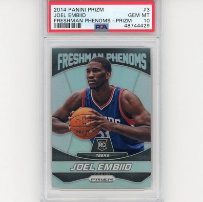 Graded 2014-15 Panini Prizm Joel Embiid #3 Freshman Phenoms Prizm Rookie RC Basketball Card PSA 10 Gem Mint