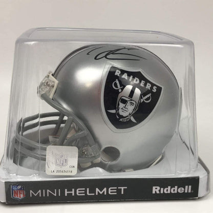 Autographed/Signed Derek Carr Oakland Raiders Football Mini Helmet PSA/DNA COA