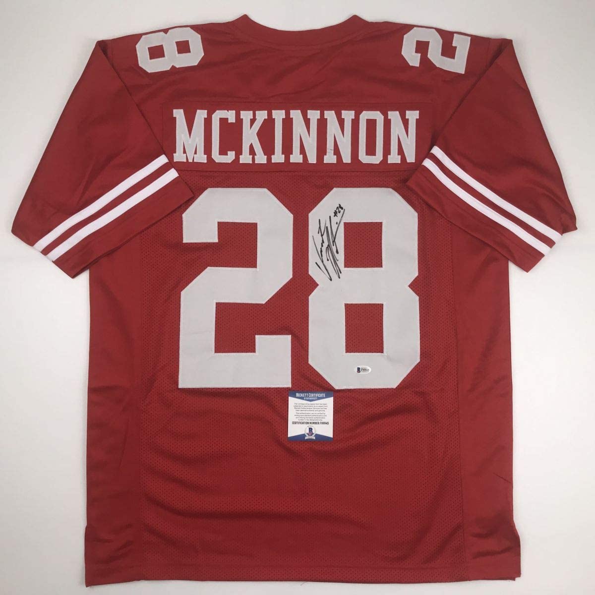 Autographed/Signed Jerick McKinnon San Francisco Red Football Jersey Beckett BAS COA