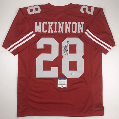 Autographed/Signed Jerick McKinnon San Francisco Red Football Jersey Beckett BAS COA