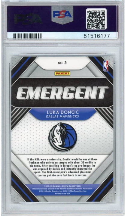 Graded 2018-19 Panini Prizm Luka Doncic #3 Emergent Rookie RC Basketball Card PSA 10 Gem Mint