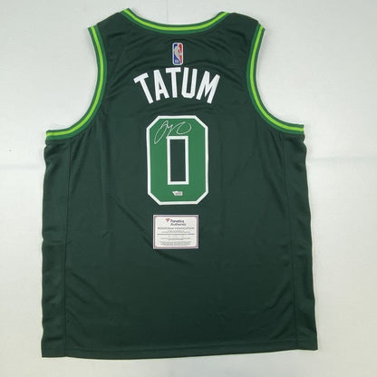 Autographed/Signed Jayson Tatum Boston Celtics Green Earned Edition Basketball Jersey Fanatics COA