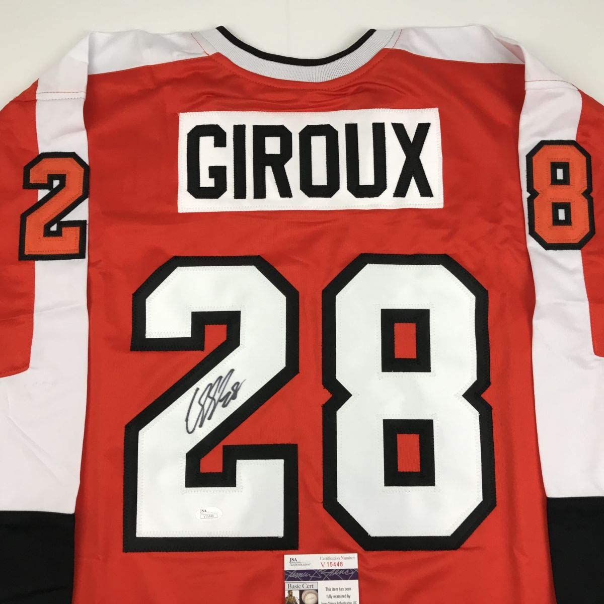 Autographed/Signed Claude Giroux Philadelphia Orange Hockey Jersey JSA COA