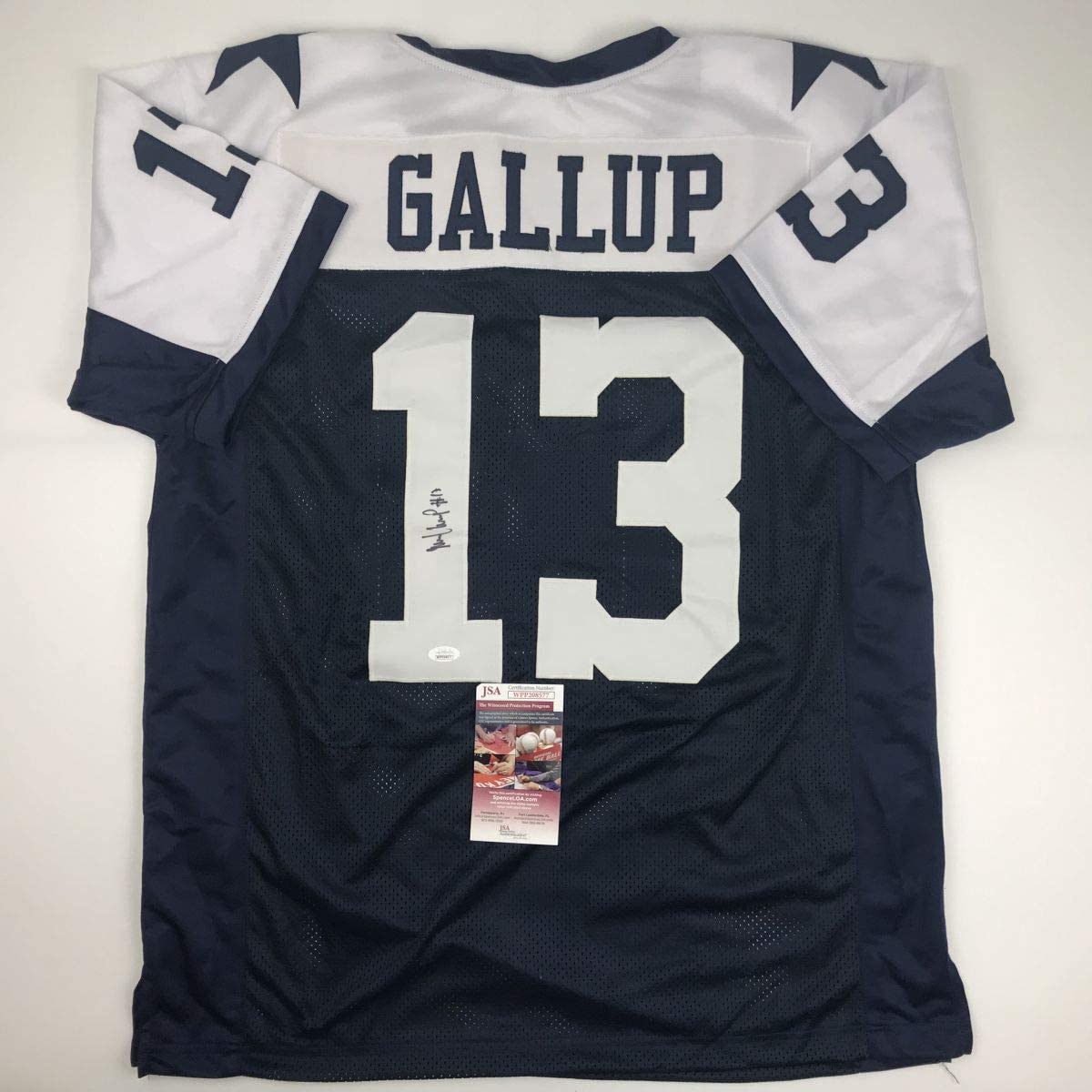 Autographed/Signed Michael Gallup Dallas Thanksgiving Day Football Jersey JSA COA