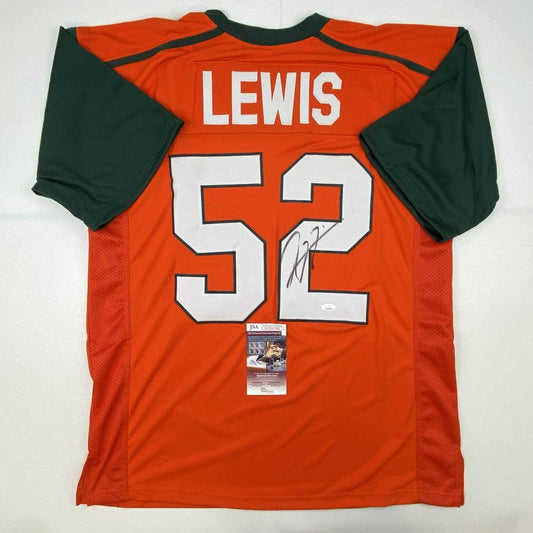 Autographed/Signed Ray Lewis Miami Orange College Football Jersey JSA COA