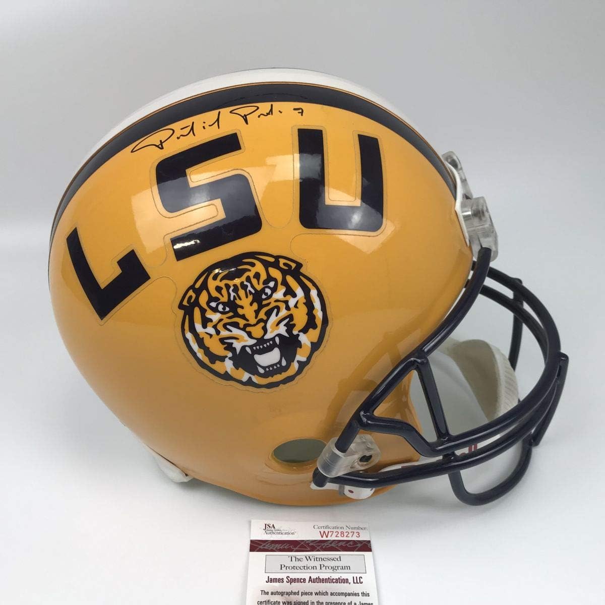 Autographed/Signed Patrick Peterson LSU Tigers Full Size FS F/S Replica College Football Helmet JSA COA