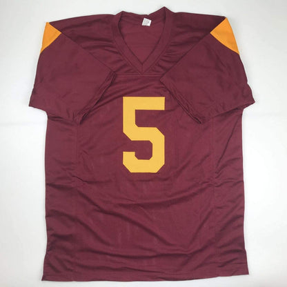 Autographed/Signed Reggie Bush USC Southen Cal Maroon College Football Jersey GTSM COA