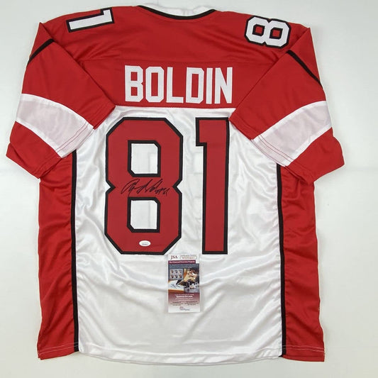 Autographed/Signed Anquan Boldin Arizona White Football Jersey JSA COA