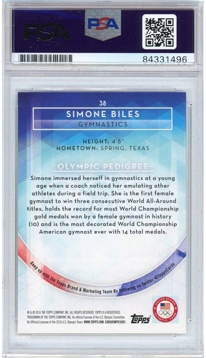 Autographed/Signed 2016 Topps Simone Biles #38 Olympic Rookie RC Auto Trading Card PSA/DNA COA