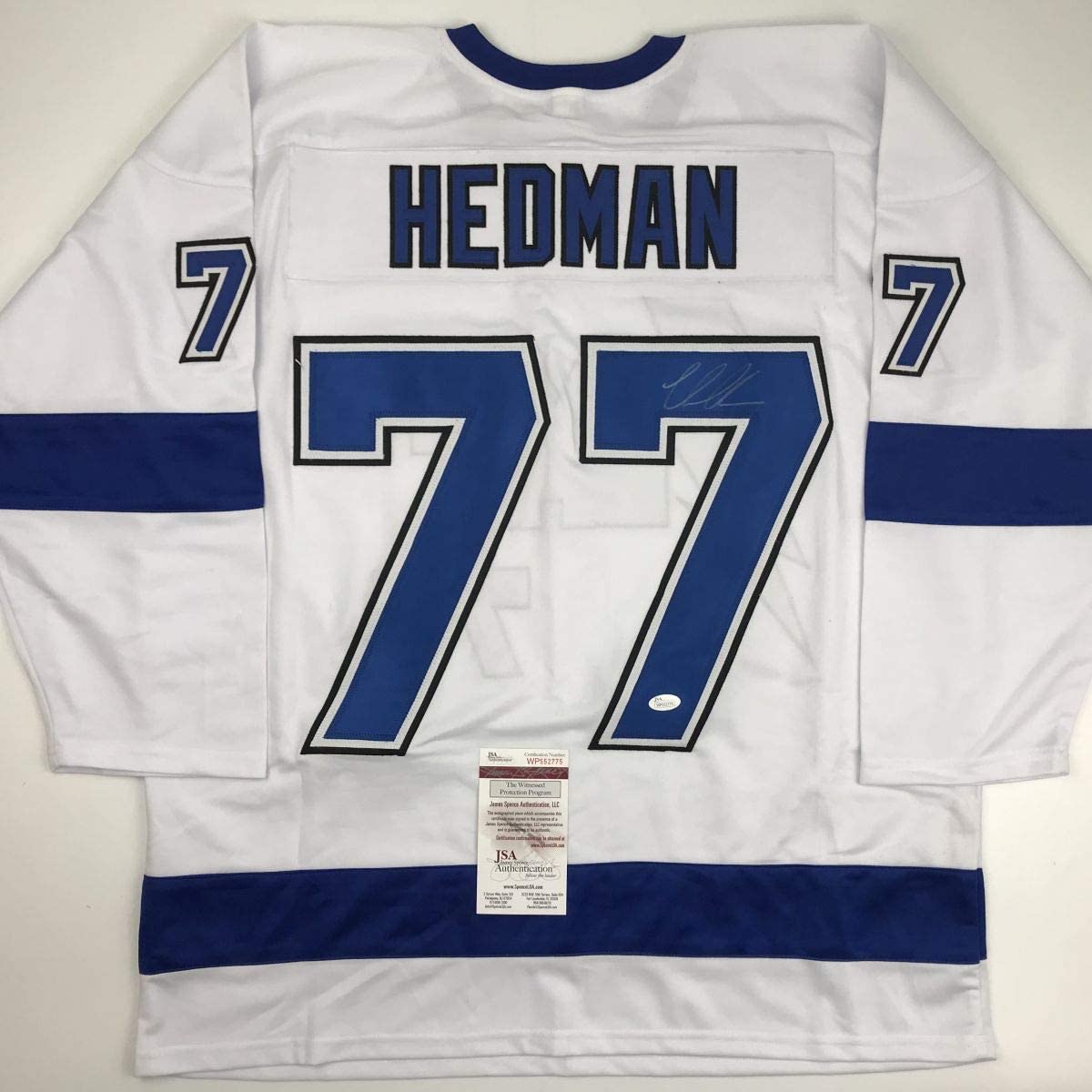 Autographed/Signed Victor Hedman Tampa Bay White Hockey Jersey JSA COA - Triathlete Store