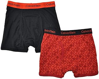 Calvin Klein Little/Big Boys' Assorted Boxer Briefs (Pack of 2) (Large / 12-14)