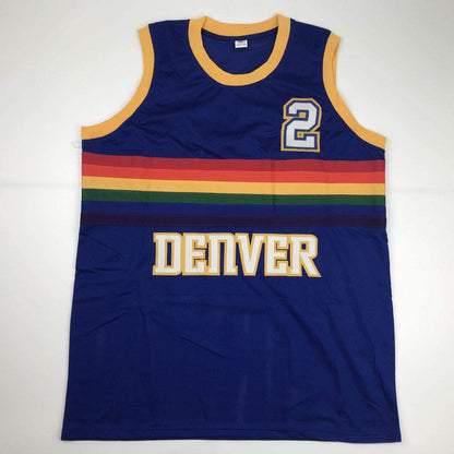Autographed/Signed Alex English Denver Blue Basketball Jersey PSA/DNA COA