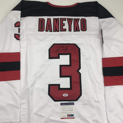 Autographed/Signed Ken Daneyko New Jersey White Hockey Jersey PSA/DNA COA