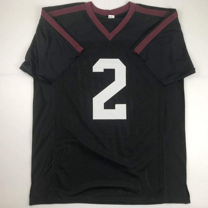 Autographed/Signed Johnny Manziel Texas A&M Black College Football Jersey JSA COA