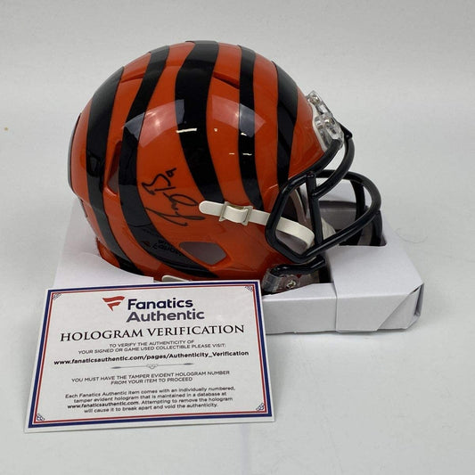 Autographed/Signed Joe Burrow Cincinnati Bengals Mini Football Helmet Fanatics COA