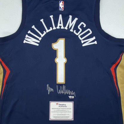 Autographed/Signed Zion Williamson New Orleans Pelicans Blue Swingman Nike Basketball Jersey Fanatics COA