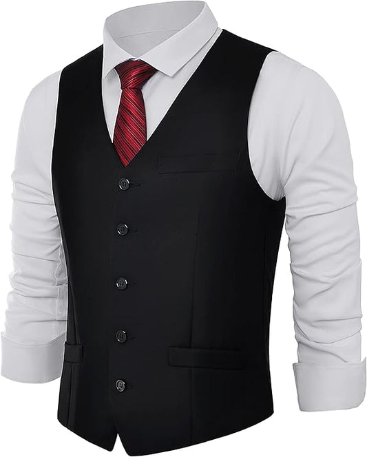 BABEYOND Men's Formal Suit Vest Slim Fit Waistcoat Business Vest for Suit Tuxedo