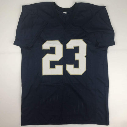 Autographed/Signed Golden Tate Notre Dame Blue College Football Jersey Beckett COA