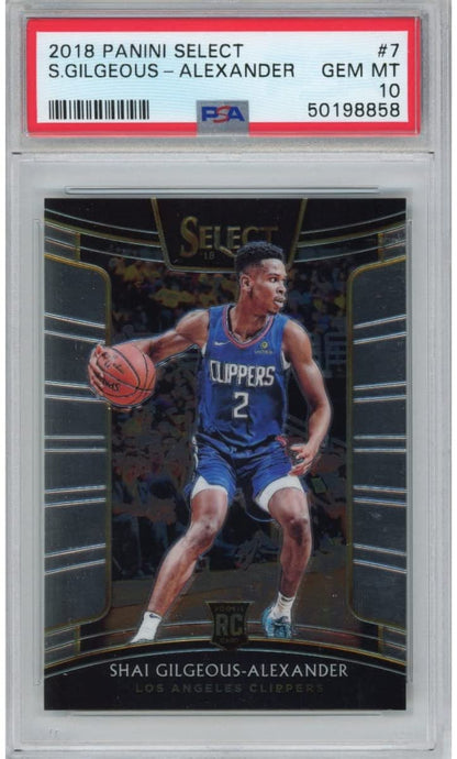 Graded 2018-19 Panini Select Shai Gilgeous-Alexander #7 Rookie RC Basketball Card PSA 10 Gem Mint