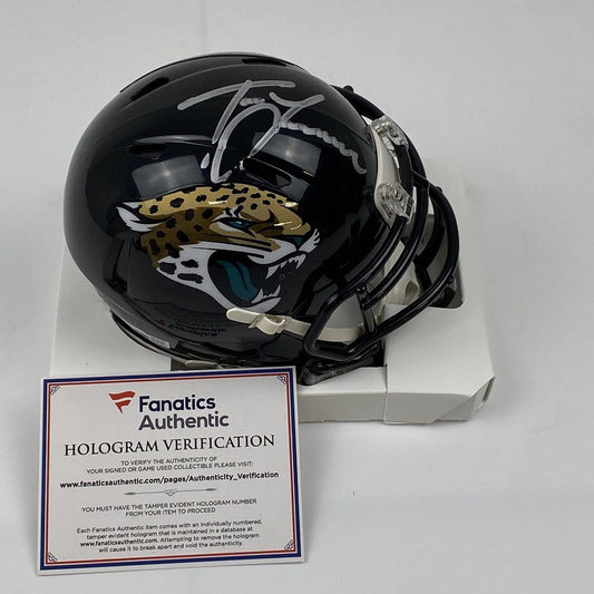 Autographed/Signed Trevor Lawrence Jacksonville Jaguars Jags Mini Football Helmet Fanatics COA