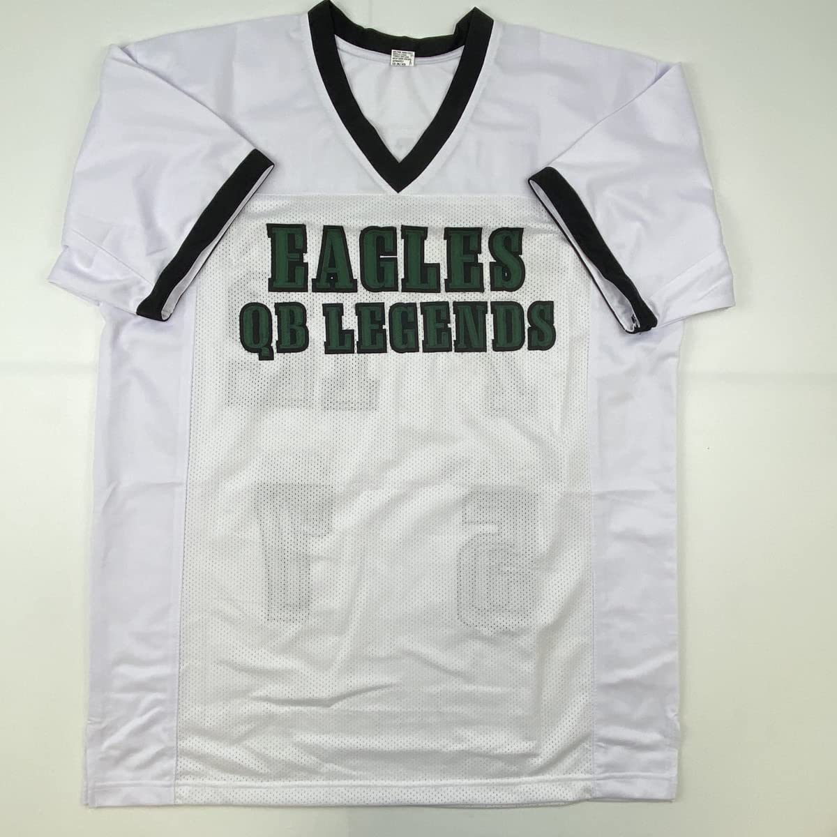 Autographed/Signed Eagles QB Legends McNabb Cunningham Vick Jaworski Philadelphia White Football Jersey JSA COA