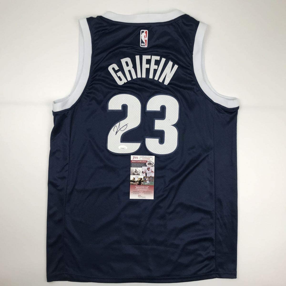 Autographed/Signed Blake Griffin Detroit Dark Blue Basketball Jersey JSA COA