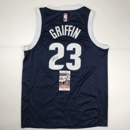 Autographed/Signed Blake Griffin Detroit Dark Blue Basketball Jersey JSA COA