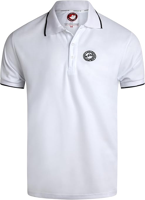 CANADA WEATHER GEAR Men's Polo Shirt - Tipped Spandex Short Sleeve Performance Polo with Contrast Collar Trim (Sizes: S-XXL)
