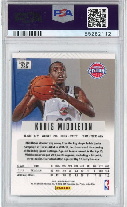 Graded 2012-13 Panini Prizm Khris Middleton #285 Rookie RC Basketball Card PSA 10 Gem Mint