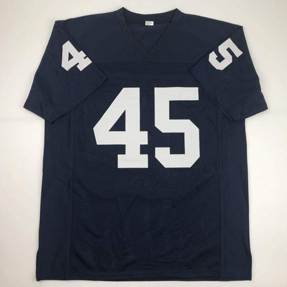 Autographed/Signed Rudy Ruettiger Notre Dame Blue College Football Jersey PSA/DNA COA