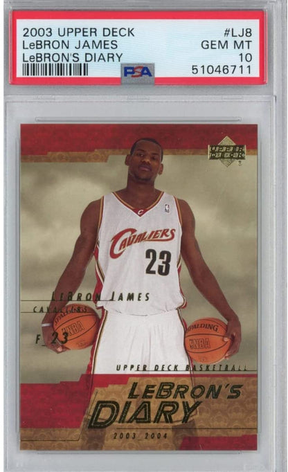 Graded 2003-04 Upper Deck LeBron James #LJ8 Diary Rookie RC Basketball Card PSA 10 Gem Mint
