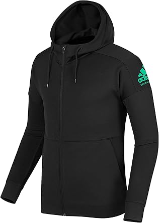 adidas Taekwondo Full Zipped Hooded Fleece Lined Sweatshirt Jacket - Black Turquoise - Medium