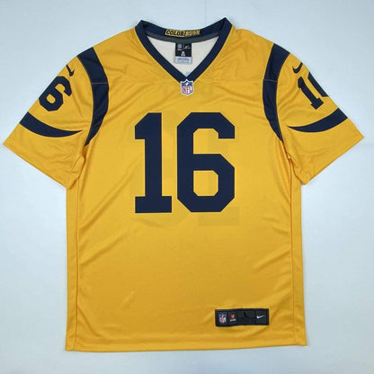 Autographed/Signed Jared Goff Los Angeles LA Yellow Color Rush Football Jersey Fanatics COA