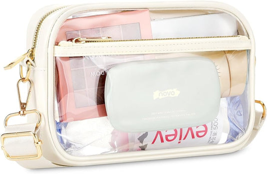 MoKo Clear Bag for Stadium Events - Multi Pockets Clear Sling Purse Crossbody Bag with Adjustable Shoulder Strap