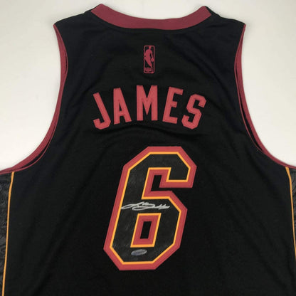 Autographed/Signed LeBron James Miami Heat Black Limited Edition Basketball Jersey Upper Deck UDA COA