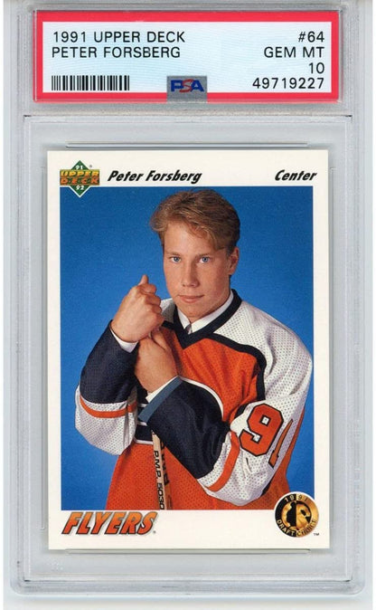Graded 1990-91 Upper Deck UD Peter Forsberg #64 Rookie RC Hockey Card PSA 10 Gem Mint