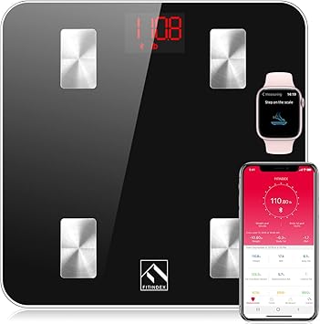 FITINDEX Scale for Body Weight, FSA HSA Eligible, Smart Scales with BMI, Body Fat, Muscle Mass, Highly Accurate Body Composition Analyzer with App, Bluetooth Scale, 400lbs, Black